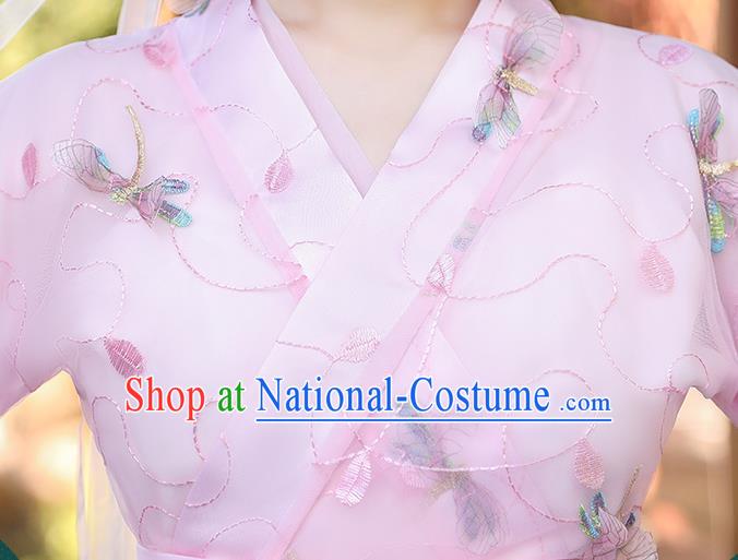 Chinese Traditional Garment Costume Ancient Fairy Pink Dress Clothing