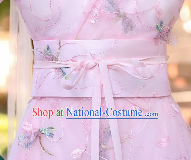 Chinese Traditional Garment Costume Ancient Fairy Pink Dress Clothing