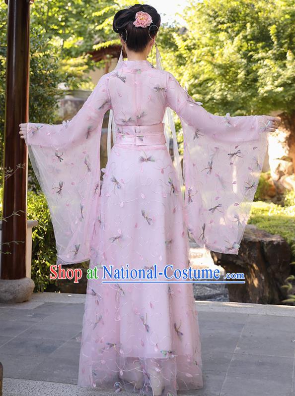 Chinese Traditional Garment Costume Ancient Fairy Pink Dress Clothing