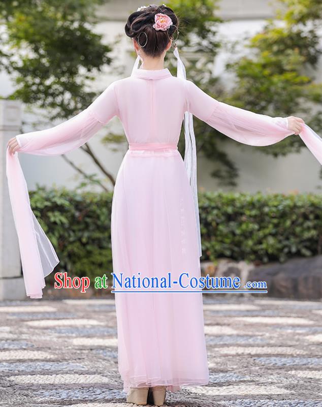 Chinese Ancient Fairy Pink Dress Clothing Traditional Garment Costume