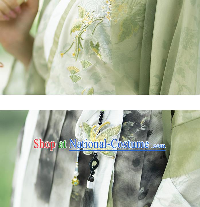 Chinese Traditional Hanfu Garment Song Dynasty Young Lady Costume Ancient Green Dress Clothing