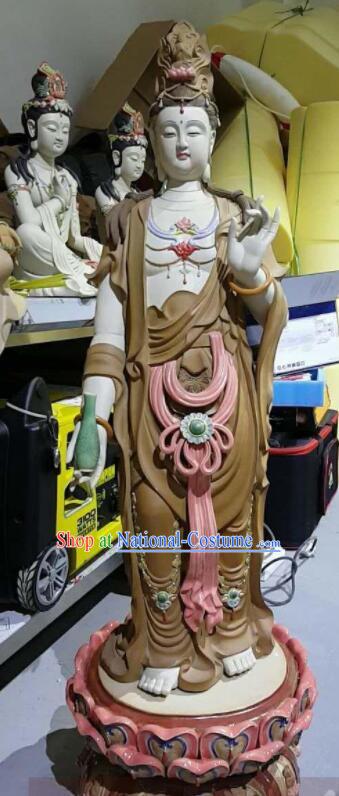 Handmade Shi Wan Guan Yin Ceramic Figurine 45 inches Guanyin Statue Arts Chinese Mother Buddha Porcelain Sculpture