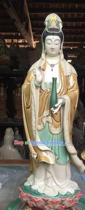 26 inches Guanyin Statue Arts  Chinese Mother Buddha Porcelain Sculpture Handmade Shi Wan Guan Yin Ceramic Figurine