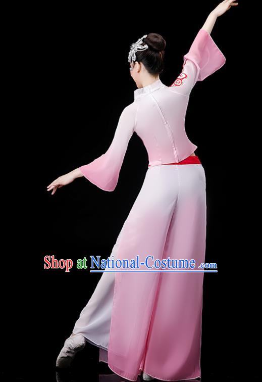 Chinese Folk Dance Pink Outfit Fan Dance Costumes Yangko Dance Clothing