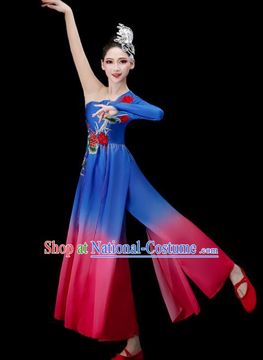 Chinese Women Group Dance Costume Classical Dance Clothing Umbrella Dance Dress