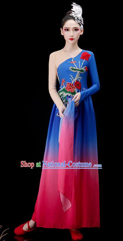 Chinese Women Group Dance Costume Classical Dance Clothing Umbrella Dance Dress