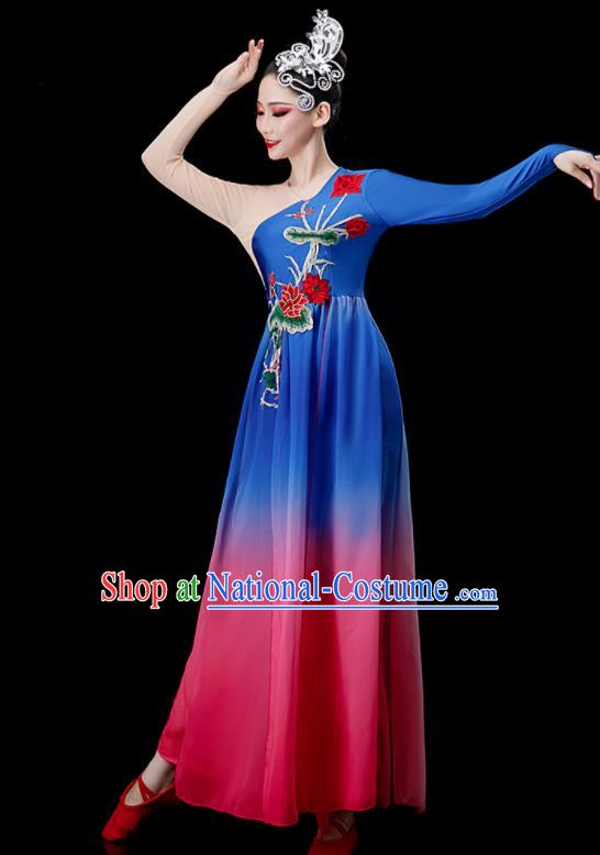 Chinese Women Group Dance Costume Classical Dance Clothing Umbrella Dance Dress