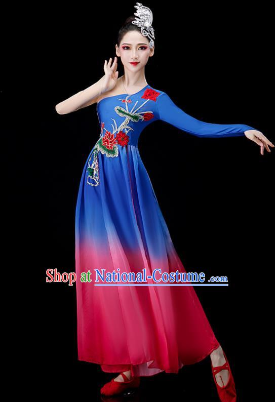 Chinese Women Group Dance Costume Classical Dance Clothing Umbrella Dance Dress