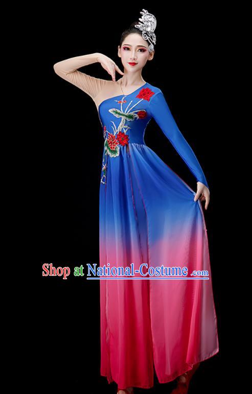 Chinese Women Group Dance Costume Classical Dance Clothing Umbrella Dance Dress