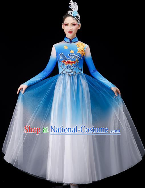 Chinese Classical Dance Blue Dress Opening Dance Costume Stage Performance Clothing