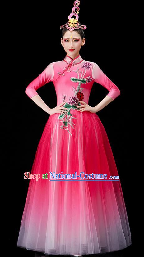 Chinese Opening Dance Pink Dress Modern Dance Costume Stage Performance Clothing