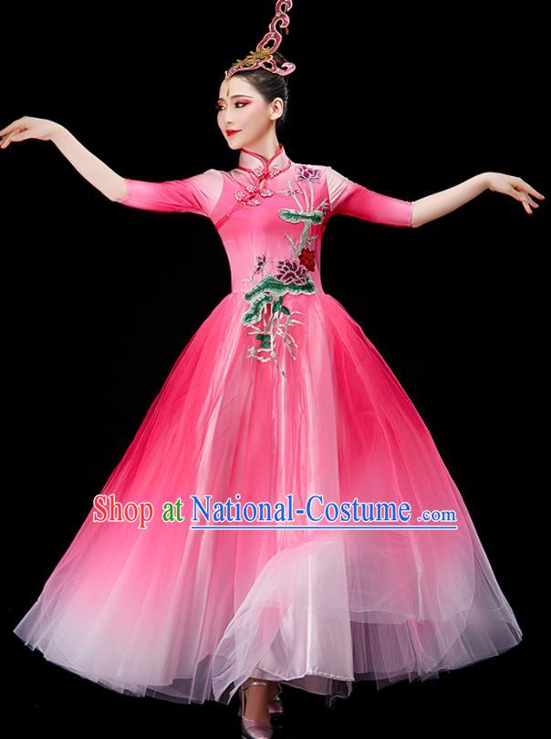 Chinese Opening Dance Pink Dress Modern Dance Costume Stage Performance Clothing