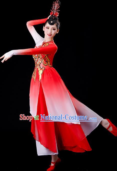 Chinese Yangko Dance Costume Stage Performance Clothing Umbrella Dance Red Outfit