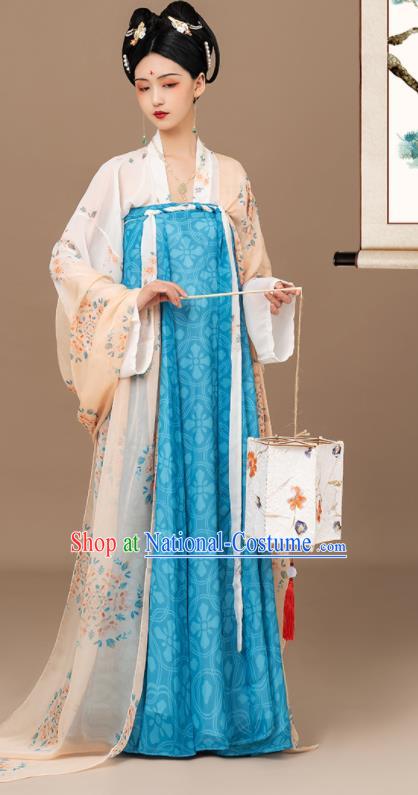 Chinese Tang Dynasty Garment Costume Traditional Embroidered Hanfu Dress Ancient Palace Lady Clothing