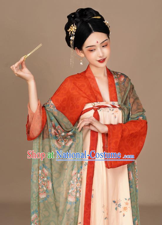 Chinese Ancient Beautiful Woman Clothing Tang Dynasty Princess Garment Costume Traditional Hanfu Dress