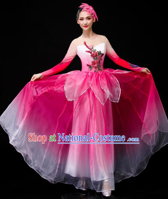 Chinese Lotus Dance Costume Stage Performance Clothing Modern Dance Pink Dress