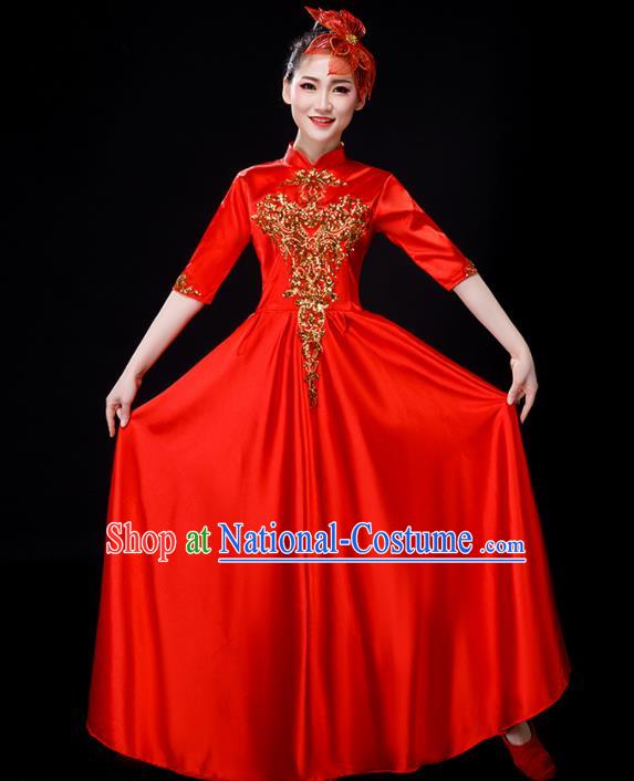 Chinese Opening Dance Costume Spring Festival Gala Stage Performance Clothing Modern Dance Red Dress