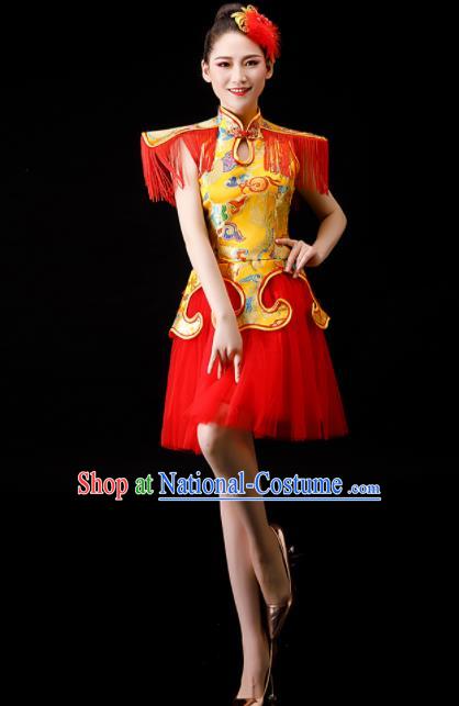 Chinese Folk Dance Costume Drum Dance Stage Performance Clothing Yangko Dance Red Dress