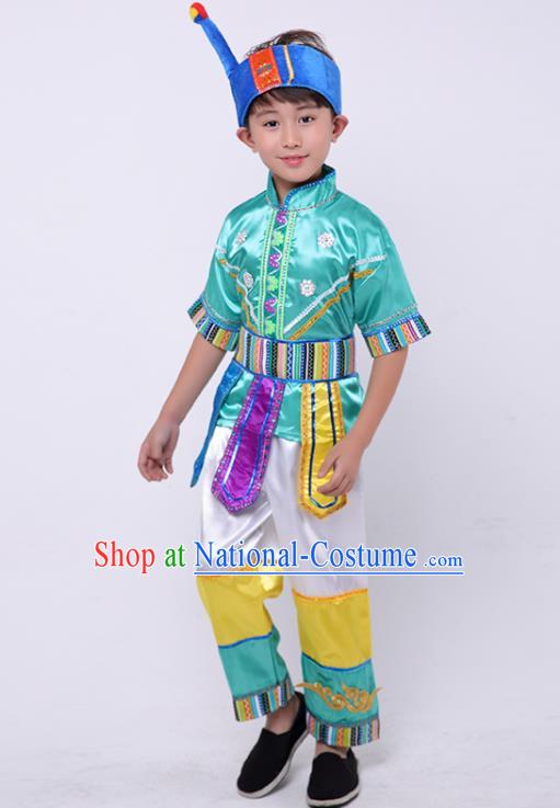 Chinese Folk Dance Garment Costume Ethnic Stage Performance Clothing Maonan Nationality Boy Outfit