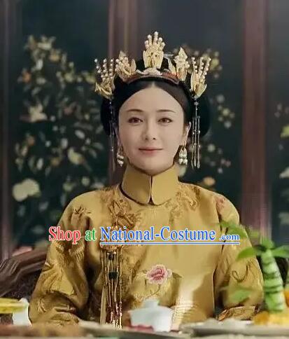 Chinese Qing Dynasty Empress Garment Costumes Ancient Court Queen Fu Cha Clothing