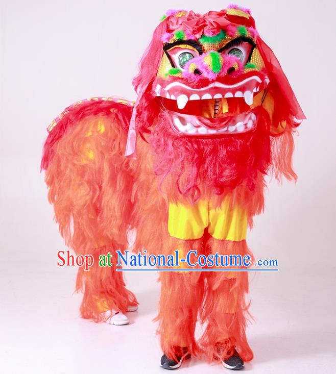 Chinese Lion Dance Costume Top North Lion New Year Red Lion Head Complete Set