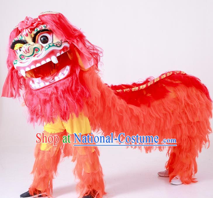 Chinese Lion Dance Costume Top North Lion New Year Red Lion Head Complete Set