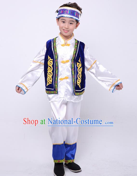 Chinese Ethnic Dance Garment Costume Stage Performance Clothing Bai Nationality Boy Outfit