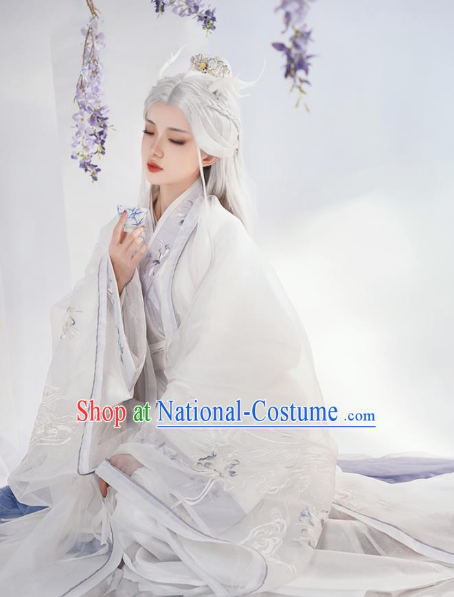 Chinese Song Dynasty Court Princess Costumes Traditional Hanfu Dress Ancient Goddess White Clothing