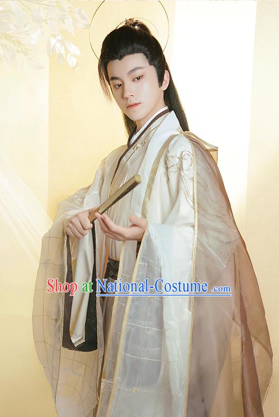 Chinese Traditional Embroidered Hanfu Garments Ancient Taoist Priest Clothing Jin Dynasty Noble Childe Costumes