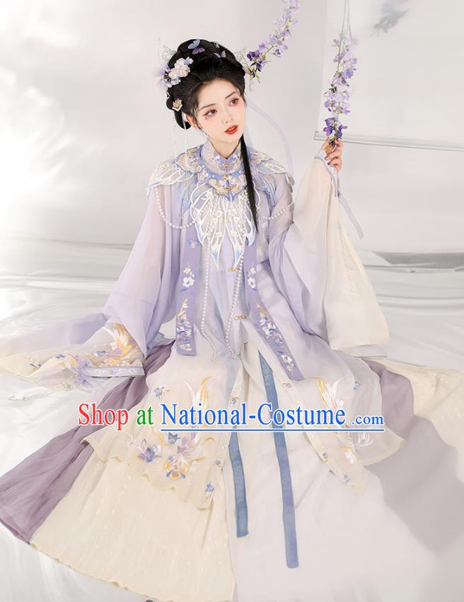 Chinese Ancient Palace Lady Clothing Ming Dynasty Princess Embroidered Dress Traditional Hanfu Garment Costumes