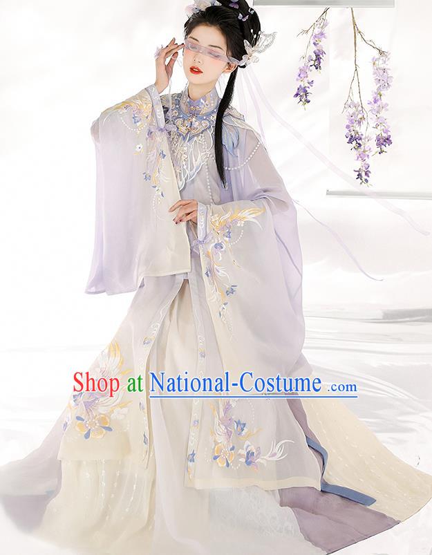 Chinese Ancient Palace Lady Clothing Ming Dynasty Princess Embroidered Dress Traditional Hanfu Garment Costumes