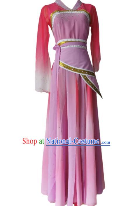 Chinese Woman Stage Performance Clothing Classical Dance Pink Dress Fan Dance Garment Costumes