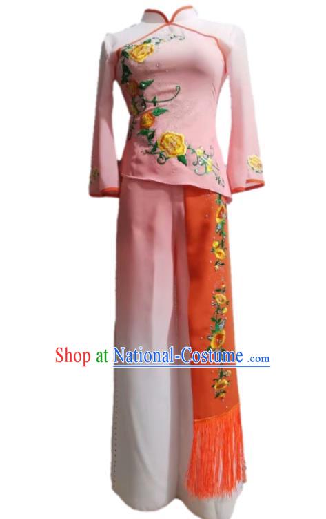 Chinese Classical Dance Clothing Fan Dance Stage Performance Pink Outfit Yangko Dance Garment Costumes