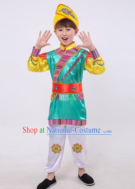 Chinese Ewenki Nationality Dance Outfit Ethnic Boy Folk Dance Costume Heilongjiang Province Stage Performance Clothing