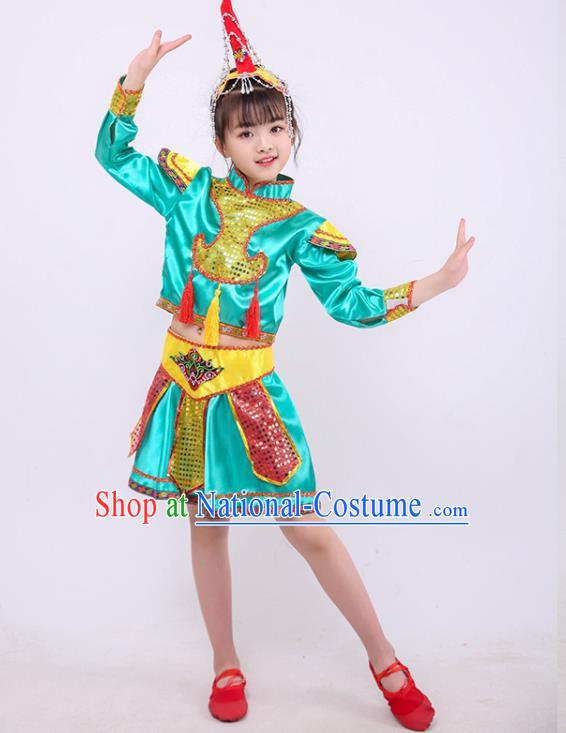 Chinese Heilongjiang Province Dance Clothing Ewenki Nationality Dance Outfit Ethnic Girl Folk Dance Costume