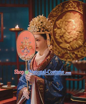 Chinese Tang Dynasty Wedding Garment Costumes Ancient Bride and Groom Clothing and Headpieces Complete Set