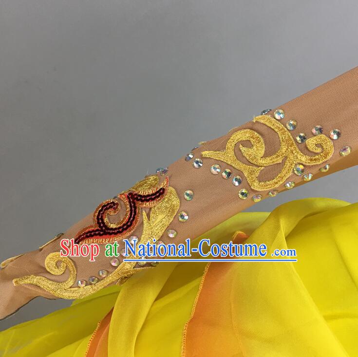 Chinese Classical Dance Clothing Handmade Goddess Dance Costume Dun Huang Flying Apsaras Dance Yellow Dress and Headpiece