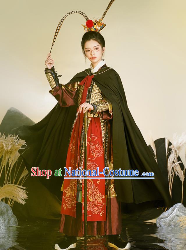 Chinese Traditional Sun Wukong Armor Clothing Ming Dynasty Historical Costumes Ancient General Garments