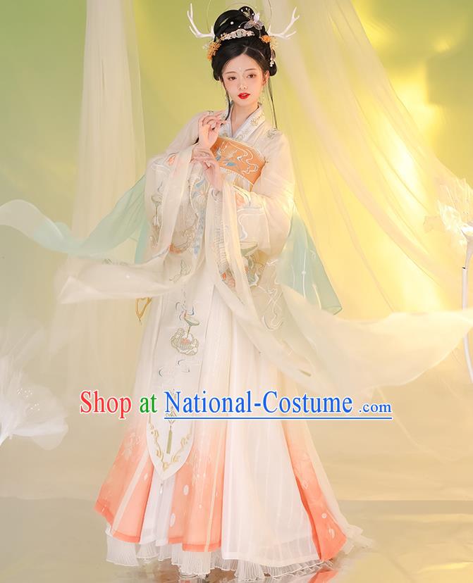 Chinese Ancient Royal Princess Garments Traditional Hanfu Dress Clothing Tang Dynasty Embroidery Historical Costumes