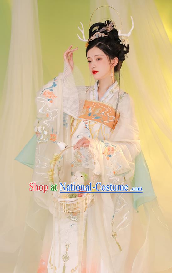 Chinese Ancient Royal Princess Garments Traditional Hanfu Dress Clothing Tang Dynasty Embroidery Historical Costumes