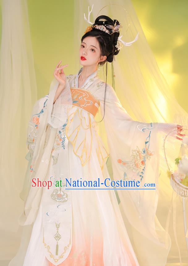 Chinese Ancient Royal Princess Garments Traditional Hanfu Dress Clothing Tang Dynasty Embroidery Historical Costumes