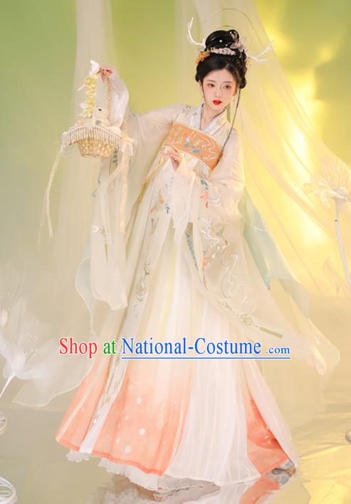 Chinese Ancient Royal Princess Garments Traditional Hanfu Dress Clothing Tang Dynasty Embroidery Historical Costumes