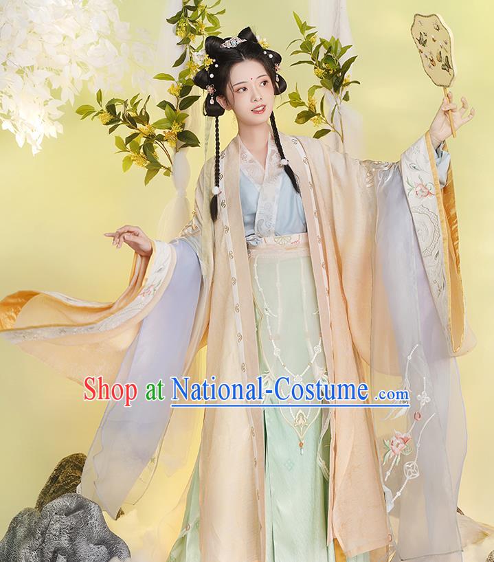 Chinese Traditional Court Hanfu Dress Clothing Song Dynasty Embroidery Historical Costumes Ancient Princess Garments