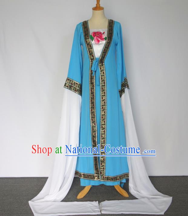 Chinese Classical Dance Clothing Water Sleeve Dance Garment Costumes Traditional Goddess Dance Blue Dress