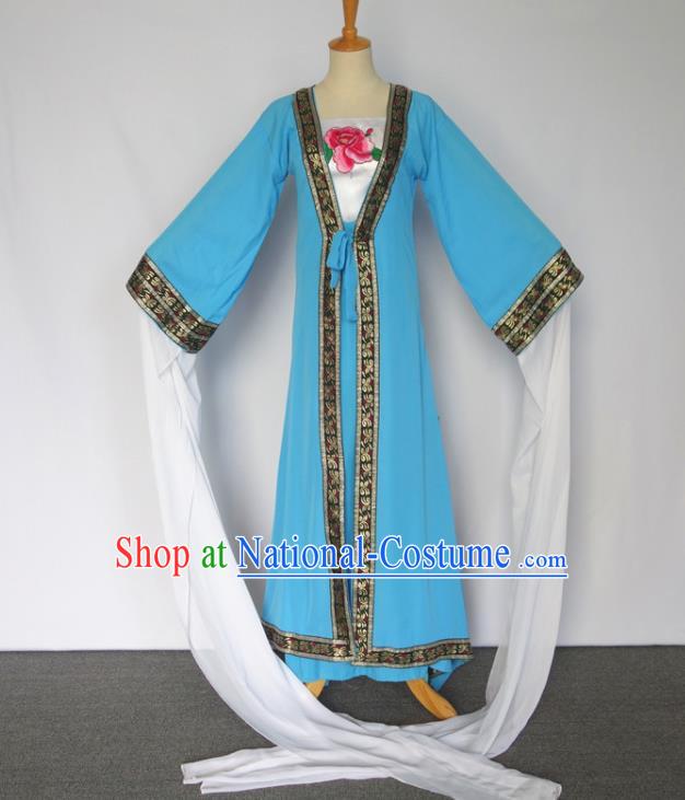 Chinese Classical Dance Clothing Water Sleeve Dance Garment Costumes Traditional Goddess Dance Blue Dress