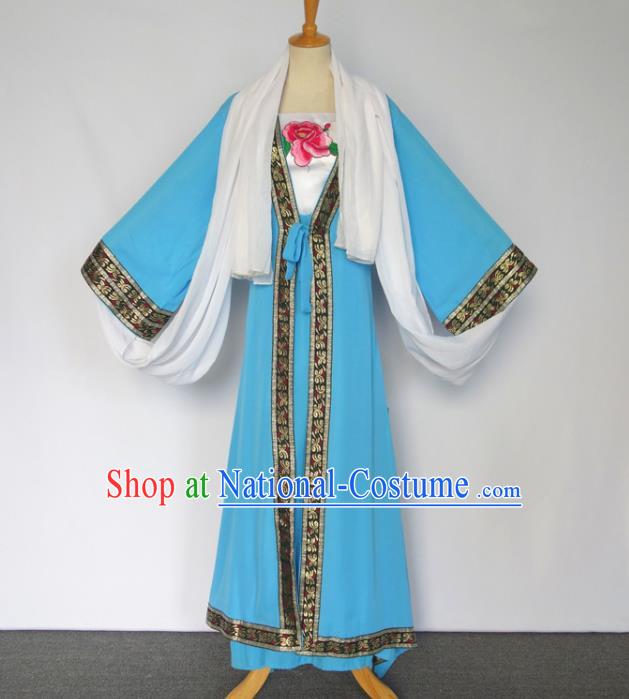 Chinese Classical Dance Clothing Water Sleeve Dance Garment Costumes Traditional Goddess Dance Blue Dress