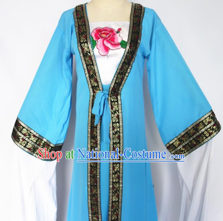 Chinese Classical Dance Clothing Water Sleeve Dance Garment Costumes Traditional Goddess Dance Blue Dress