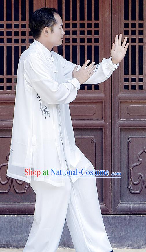 Chinese Martial Arts Costumes Tai Chi Training White Uniform Top Competition Three Pieces Outfit