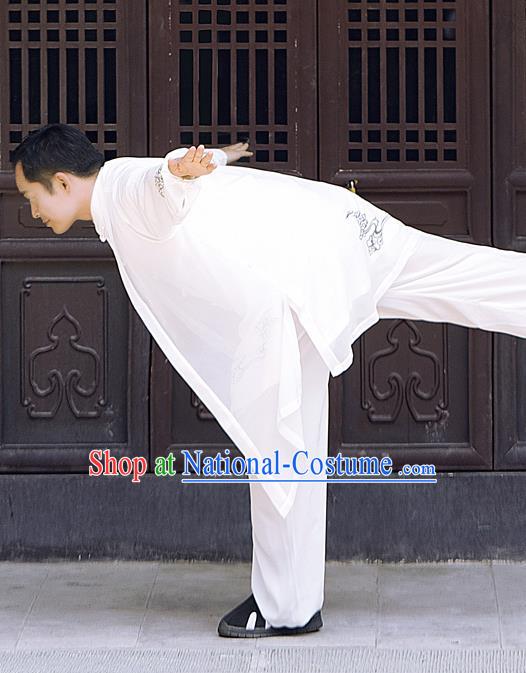 Chinese Martial Arts Costumes Tai Chi Training White Uniform Top Competition Three Pieces Outfit