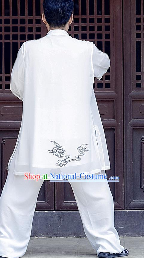 Chinese Martial Arts Costumes Tai Chi Training White Uniform Top Competition Three Pieces Outfit